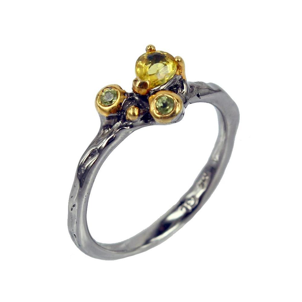 Stacking Sapphire and Peridot Ring-Rings-AdiOre Jewels