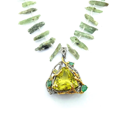 One Of A Kind Lemon Quartz Emerald Peridot And Prehnite Bead Necklaces