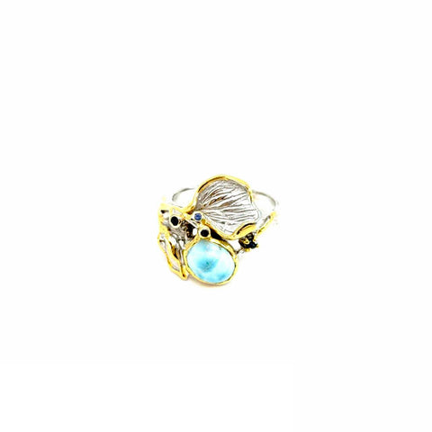 One Of A Kind Larimar And Blue Sapphire Ring