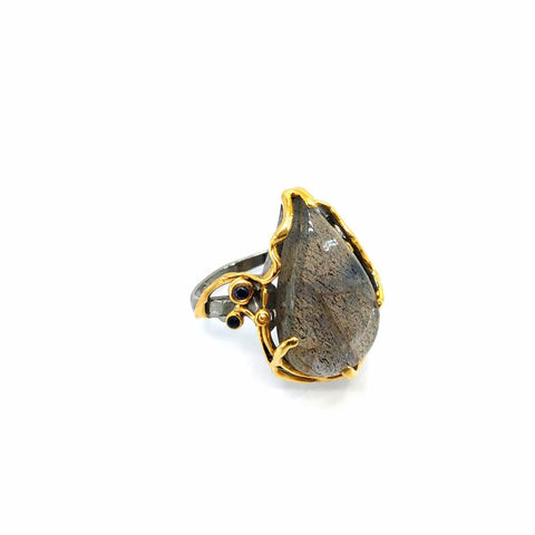 One Of A Kind  Labradorite Sapphire Ring