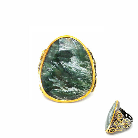One Of A Kind Vesuvianite And Green Chrome Diopside Ring