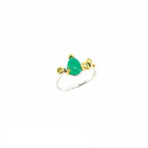 One Of A Kind Emerald Peridot And Yellow Sapphire Ring