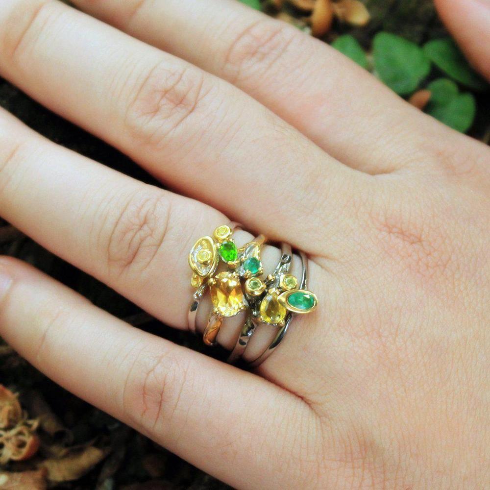 Stacking Sapphire and Peridot Ring-Rings-AdiOre Jewels