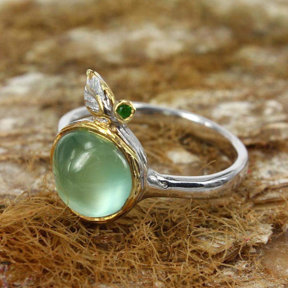 Stacking Prehnite and Diopside Ring-Rings-AdiOre Jewels