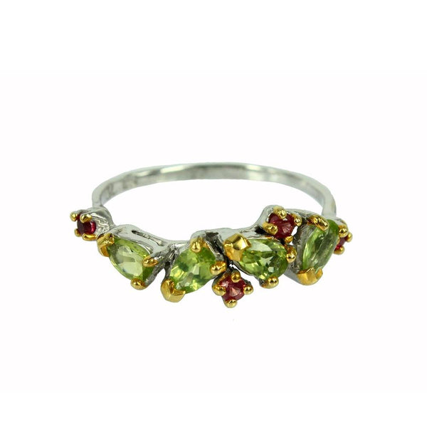 Stacking Peridot and Sapphire Ring-Rings-AdiOre Jewels