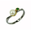 Stacking Emerald and Fresh Water Pearl Ring-Rings-AdiOre Jewels