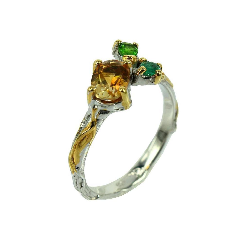 Stacking Citrine, Emerald and Diopside Ring-Rings-AdiOre Jewels