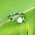 Stacking Emerald and Fresh Water Pearl Ring-Rings-AdiOre Jewels