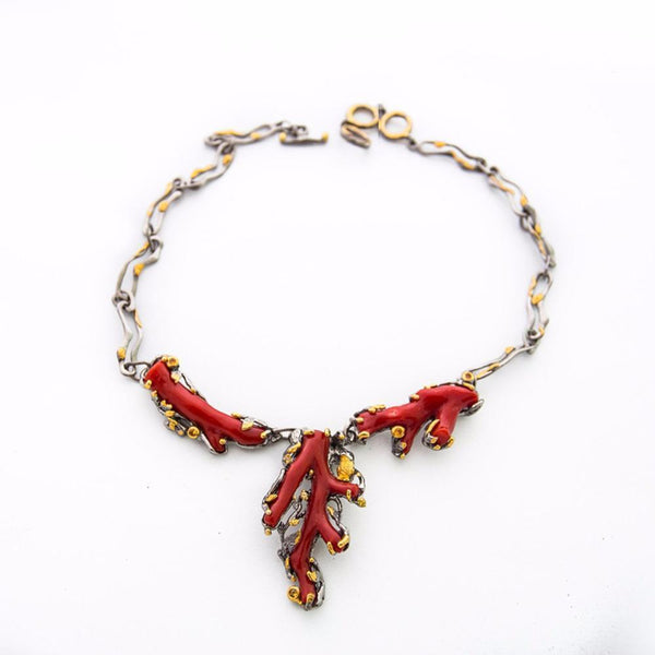 One Of A Kind Aqua Croatian Coral Necklace-Necklaces-AdiOre Jewels