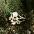 Stacking Emerald and Fresh Water Pearl Ring-Rings-AdiOre Jewels