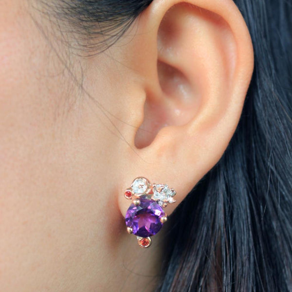 Fern And Leaf Flemma Lila Earrings-Earrings-AdiOre Jewels