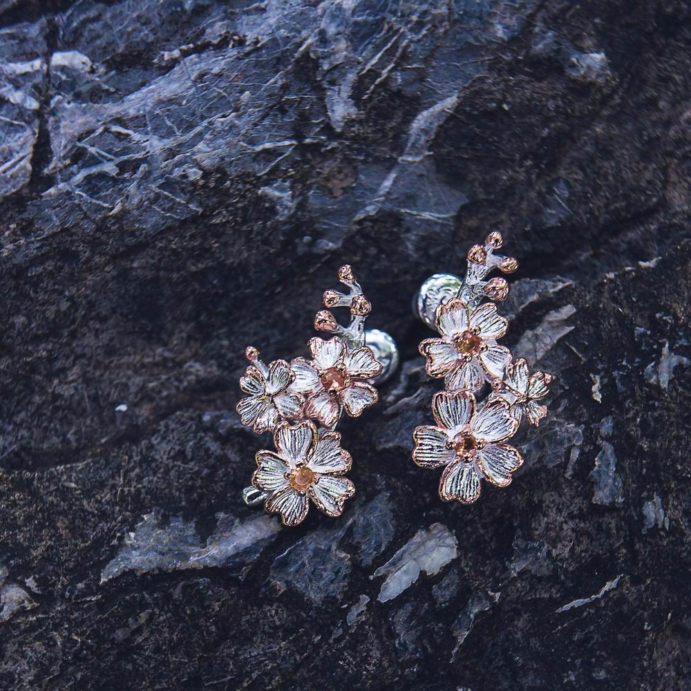 Fern & Leaf Flemma Rojo Earrings-Earrings-AdiOre Jewels