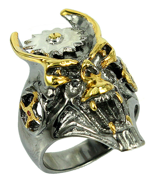 SteamPunk - 925 Sterling Silver Ring, Decorated with Orange Sapphires, Plated with 3 Micron 22K Yellow Gold and Grey Ruthenium