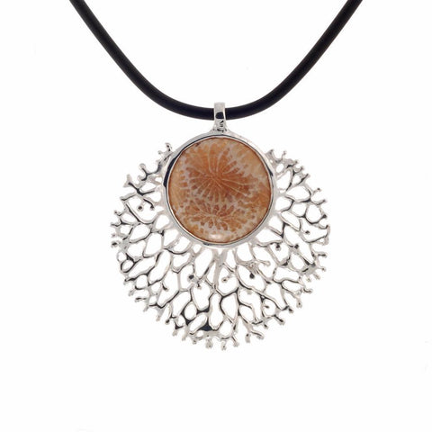 Coral Love Tierra Marrón Necklace-Necklaces-AdiOre Jewels