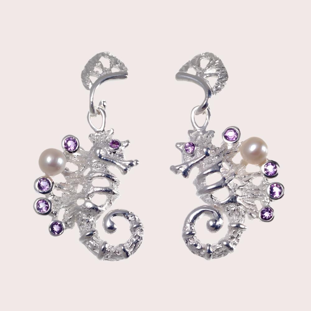 Aqua Flemma Morado Earrings-Earrings-AdiOre Jewels