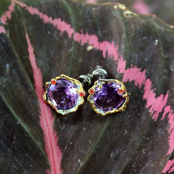 Alice Flemma Púrpura Earrings-Earrings-AdiOre Jewels