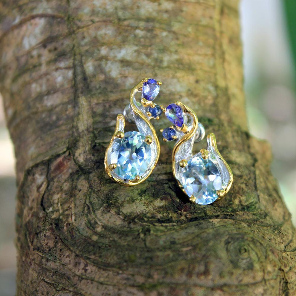 Alice Flemma Azul Earrings-Earrings-AdiOre Jewels