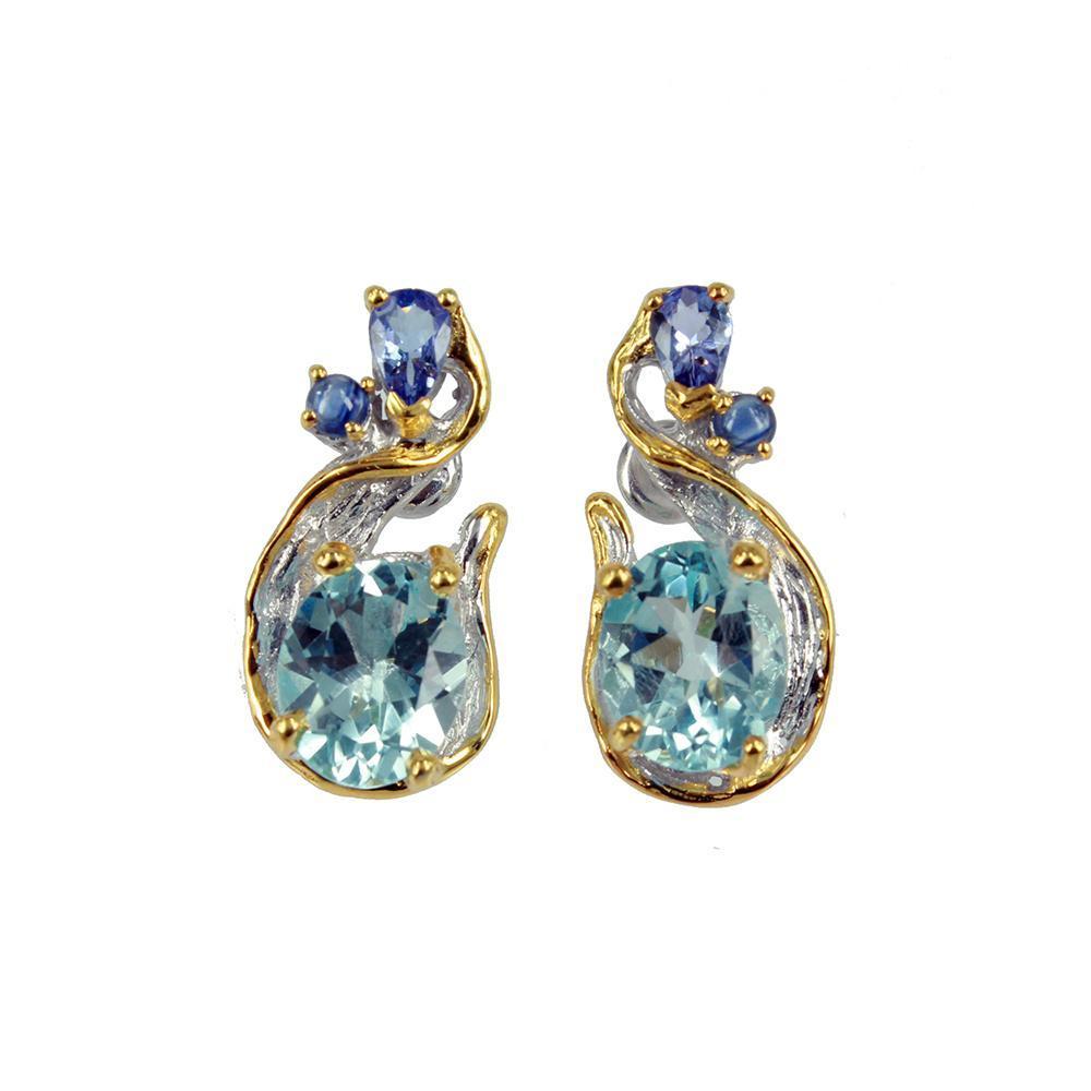 Alice Flemma Azul Earrings-Earrings-AdiOre Jewels