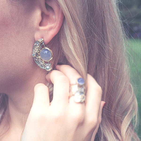 Alice Calcedonia Azul Earrings-Earrings-AdiOre Jewels