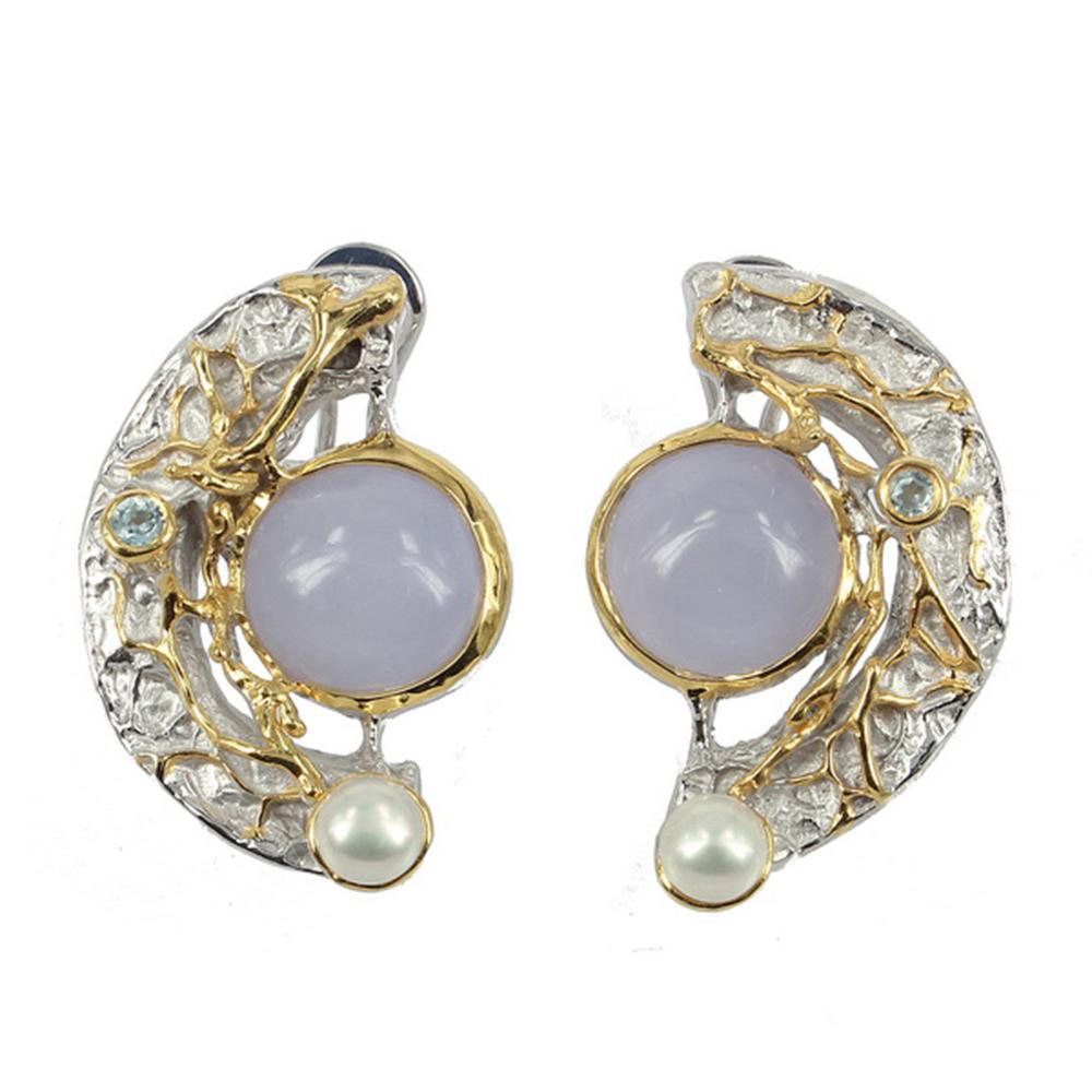 Alice Calcedonia Azul Earrings-Earrings-AdiOre Jewels