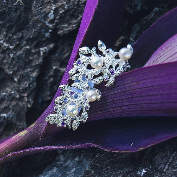 Fern & Leaf Tierra Perla Earrings-Earrings-AdiOre Jewels