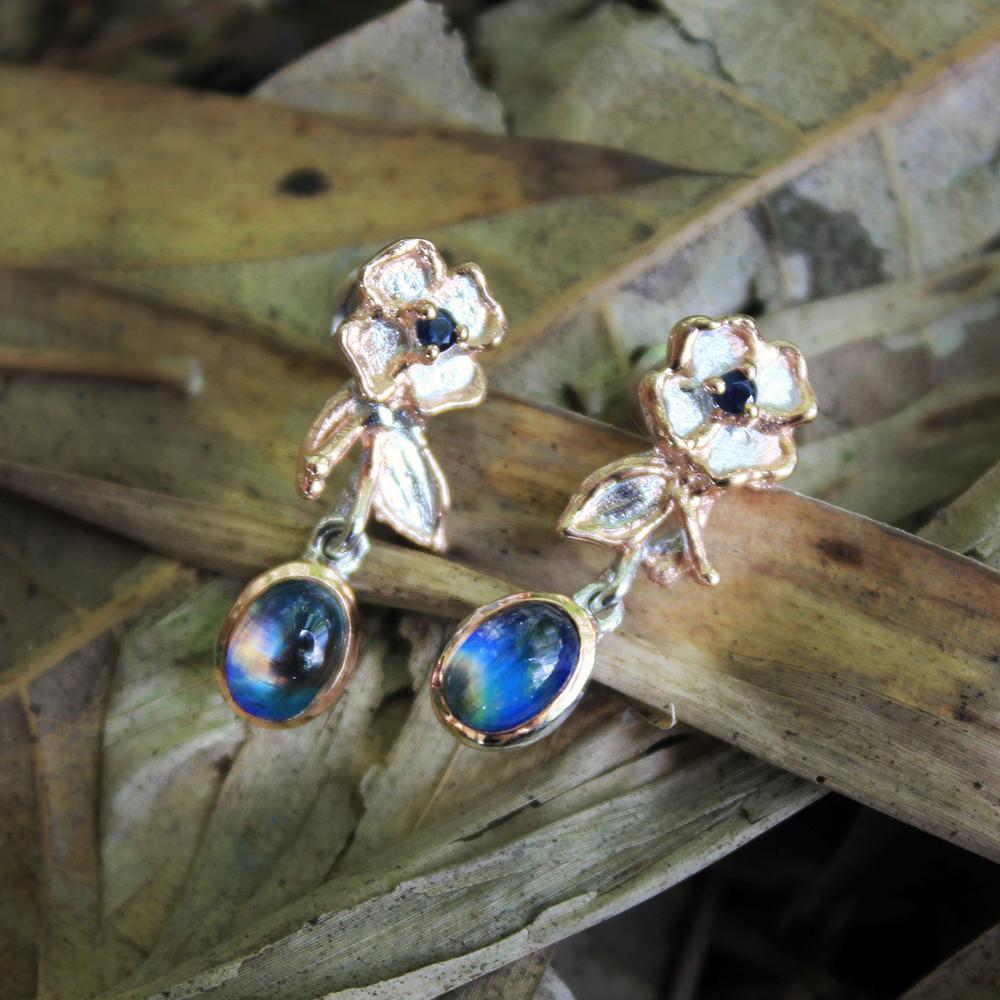 Fern And Leaf Tierra Azul Earrings-Earrings-AdiOre Jewels