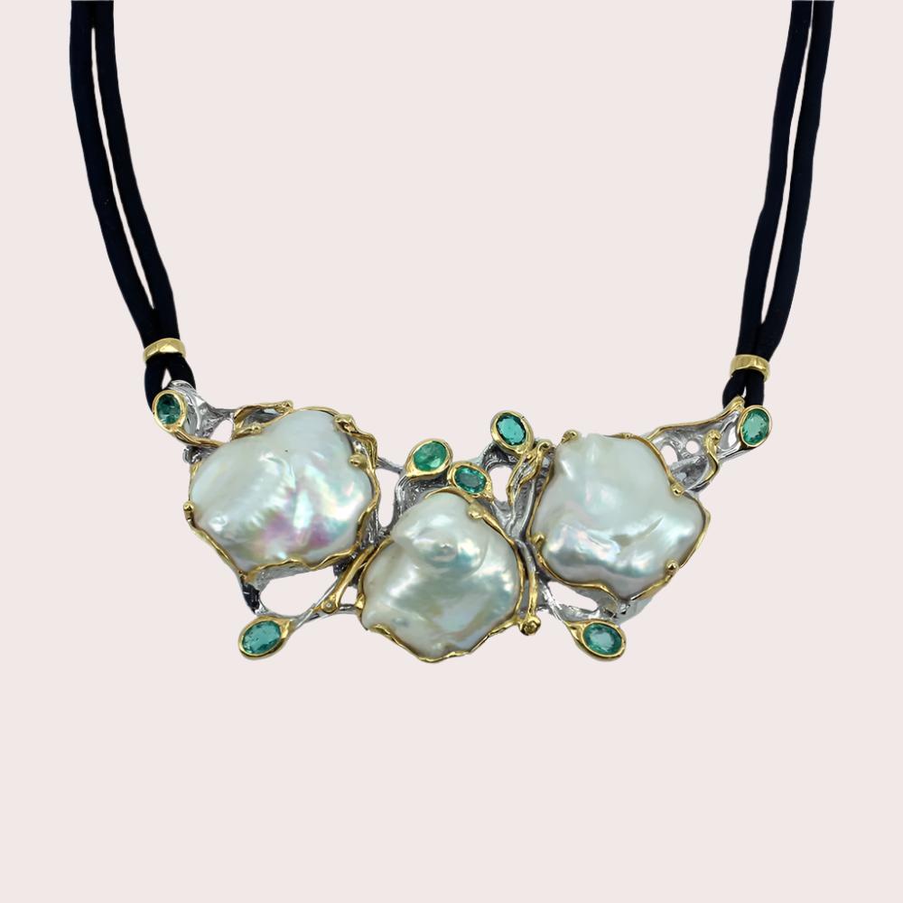 One Of A Kind Aqua Mother of Pearl Necklace-Necklaces-AdiOre Jewels