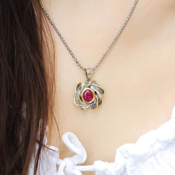 Alice Tierra Rojo Necklace-Necklaces-AdiOre Jewels