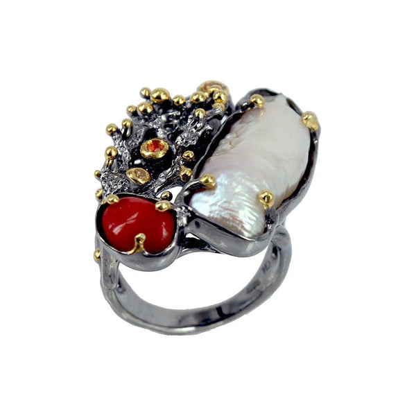 One Of A Kind Aqua Mezclado Ring-Rings-AdiOre Jewels
