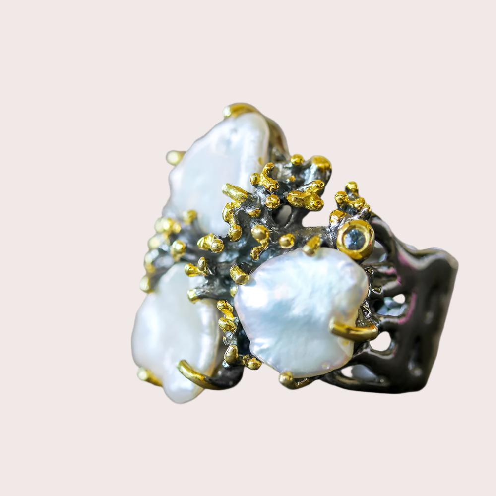 Aqua Tierra Perla Ring-Rings-AdiOre Jewels