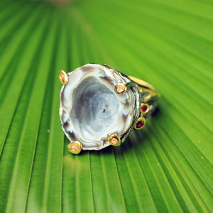 One Of A Kind Tierra Agate Geode Ring-Rings-AdiOre Jewels