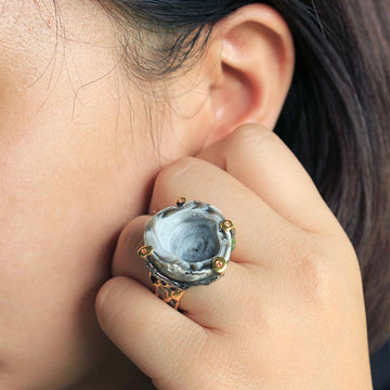 One Of A Kind Tierra Agate Geode Ring-Rings-AdiOre Jewels