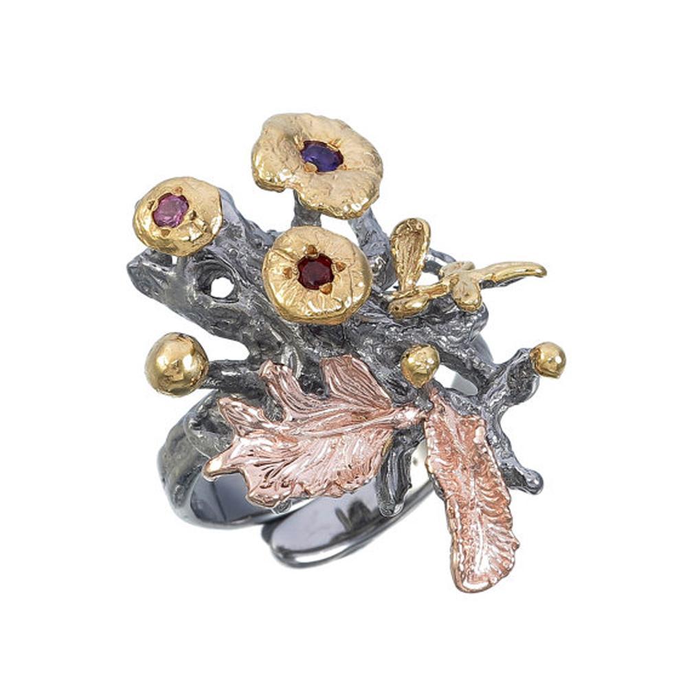 Fern And Leaf Mezclado Ring-Rings-AdiOre Jewels