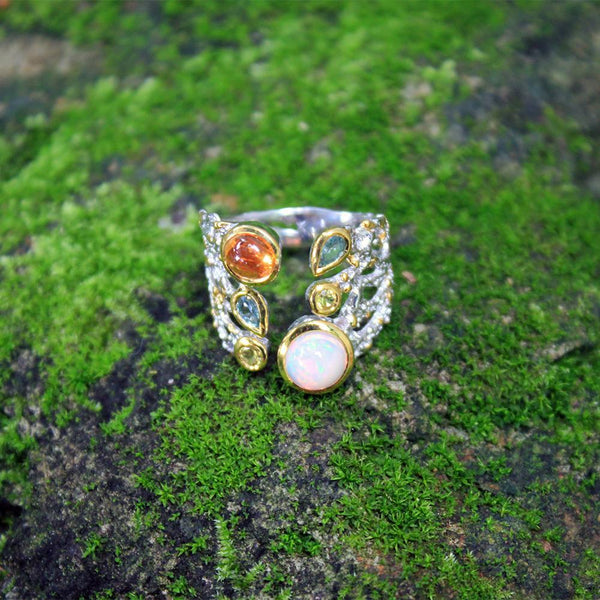 Opal Magic Mezclado Marrón Ring-Rings-AdiOre Jewels