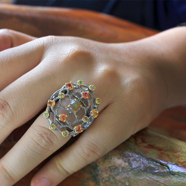 Opal Magic Mezclado Rojo Ring-Rings-AdiOre Jewels
