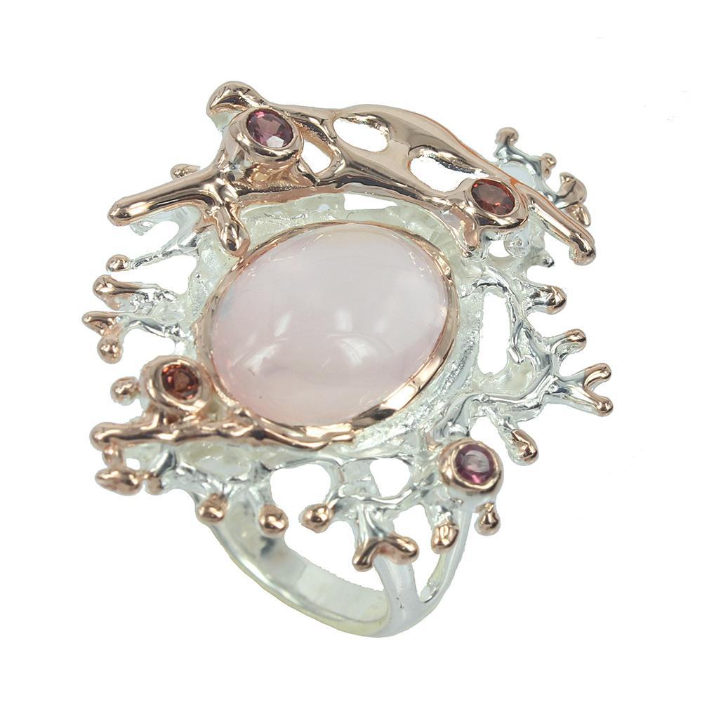 Coral Love Tierra Quarzo Rosa Ring-Rings-AdiOre Jewels