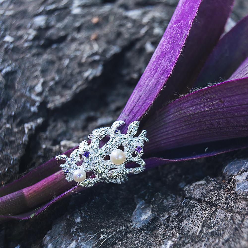 Fern & Leaf Tierra Perla Ring-Rings-AdiOre Jewels