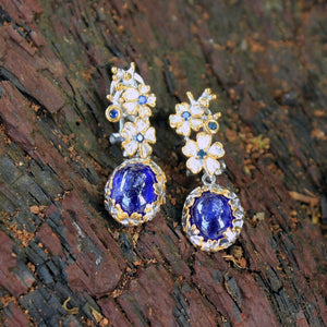 Fern And Leaf Flemma Azul Earring-Earrings-AdiOre Jewels