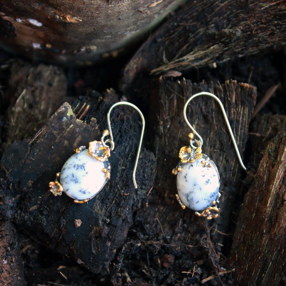 Fern And Leaf Tierra Blanca Earring-Earrings-AdiOre Jewels