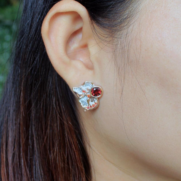 Fern And Leaf Flemma Rojo Earring-Earrings-AdiOre Jewels