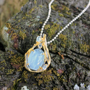 Fern And Leaf Flemma Azul Pendant-Pendants-AdiOre Jewels