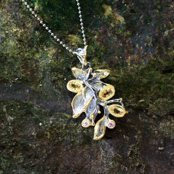 Fern And Leaf Flemma Amarillo Pendant-Pendants-AdiOre Jewels