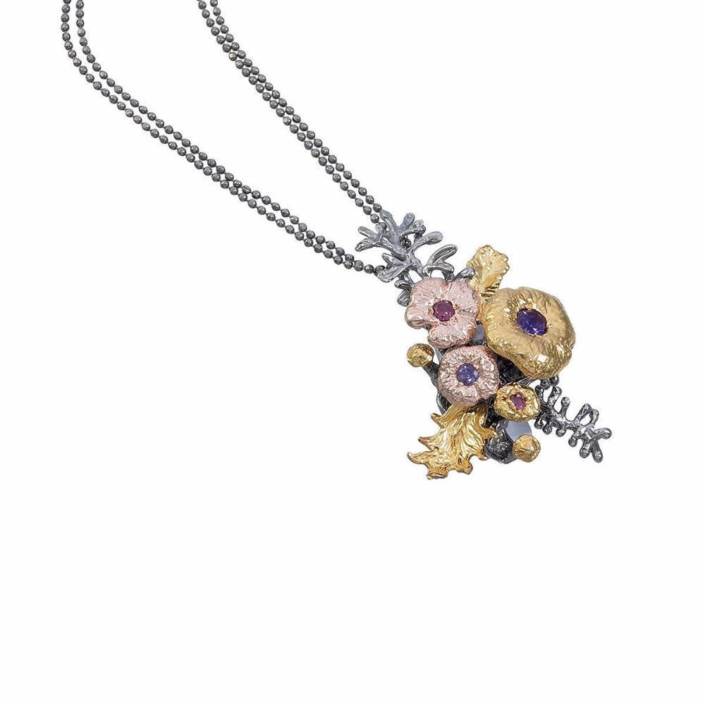 Fern & Leaf Flemma Lila Necklace-Necklaces-AdiOre Jewels