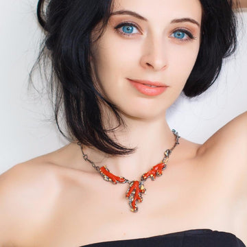 One Of A Kind Aqua Croatian Coral Necklace-Necklaces-AdiOre Jewels